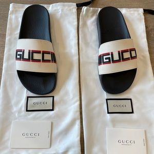 Gucci Logo Stripe Slides